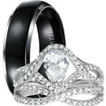 thumbnail image 1 of LaRaso & Co His Her Wedding Ring Set Silver Titanium Wedding Bands Men Women, 1 of 6