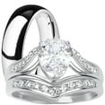 thumbnail image 1 of LaRaso & Co His Her Wedding Ring Set Silver Titanium Wedding Bands Men Women, 1 of 7