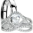 thumbnail image 1 of LaRaso & Co His Her Wedding Ring Set Silver Titanium Wedding Bands Men Women, 1 of 6