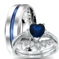 thumbnail image 1 of LaRaso & Co His & Her Wedding Rings Set Blue Sapphire Engagement Ring Band Set Men Women, 1 of 7