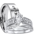 thumbnail image 1 of LaRaso & Co His Her Wedding Rings Set TRIO Couples Engagement Rings Bride Groom Men Women 5/10, 1 of 6