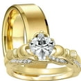 thumbnail image 1 of LaRaso Co His Her Wedding Set Couples Rings Claddagh Celtic Wedding Bands for Men Women 8 9, 1 of 5