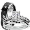 thumbnail image 1 of LaRaso & Co His & Her Wedding Set TRIO Black Silver Titanium Couples Rings Bride Groom 9/11, 1 of 6