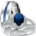 thumbnail image 1 of LaRaso & Co His Hers Blue Wedding Set Matching Wedding Engagement Rings Men Women, 1 of 6