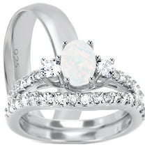 LaRaso & Co His Hers Trio Wedding Set Matching Silver Wedding Bands Men Women 5/14