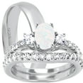 thumbnail image 1 of LaRaso & Co His Hers Trio Wedding Set Matching Silver Wedding Bands Men Women 8/12, 1 of 7