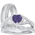 thumbnail image 1 of LaRaso & Co His Hers Wedding Ring Set Couples Rings Purple Amethyst Black Silver Bride Groom 6/13, 1 of 7