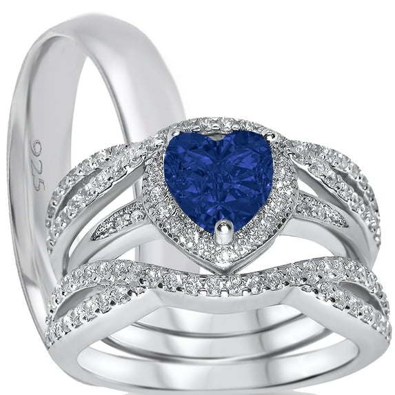 LaRaso & Co Silver Wedding Ring Set TRIO His Her Engagement Rings Men Women Sizes 5/14