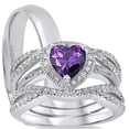 thumbnail image 1 of LaRaso & Co Silver Wedding Ring Set TRIO His Her Engagement Rings Men Women Sizes 8/12, 1 of 6