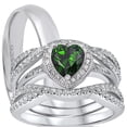 thumbnail image 1 of LaRaso & Co Silver Wedding Ring Set TRIO His Her Engagement Rings Men Women Sizes 9/12, 1 of 6