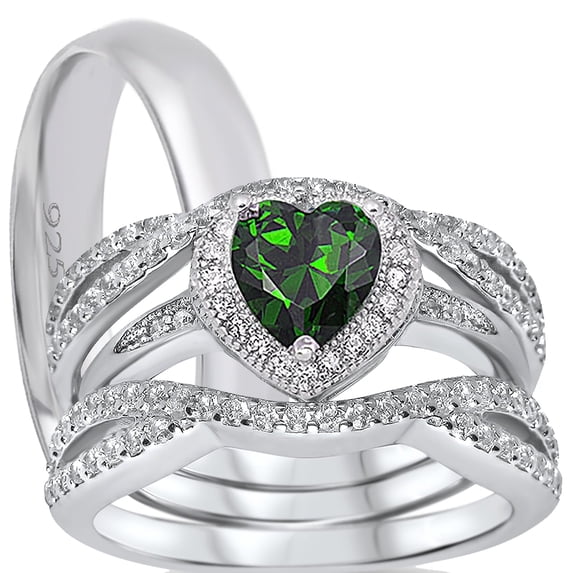 LaRaso & Co Silver Wedding Ring Set TRIO His Her Engagement Rings Men Women Sizes 9/12