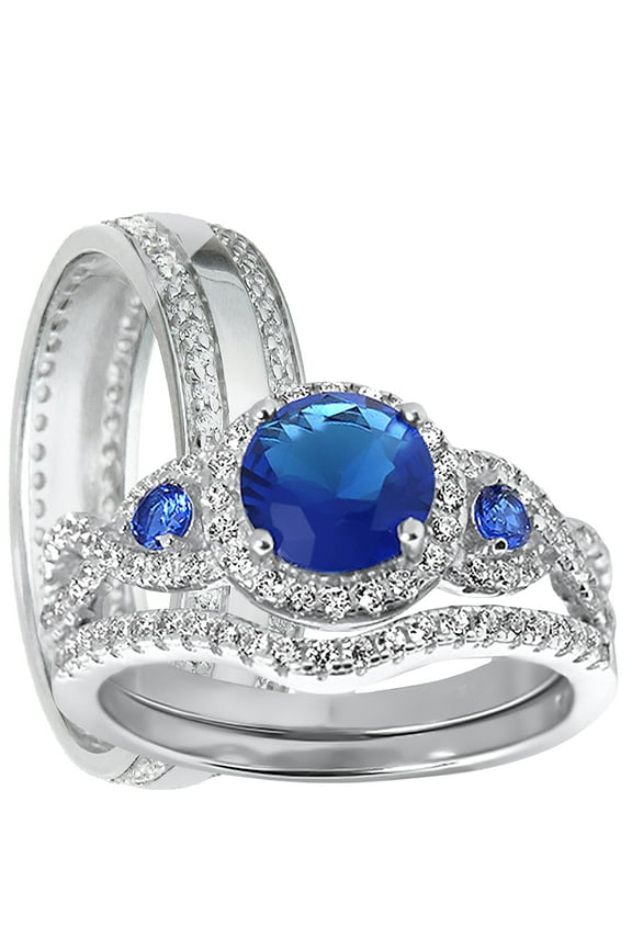 His and Her Silver Wedding Rings Unique Vintage Couples Rings Bride Groom 6/11