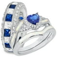 thumbnail image 1 of LaRaso & Co His and Hers Wedding Ring Set Sterling Silver Blue Sapphire Rings Women Men 8/8, 1 of 9