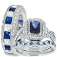 thumbnail image 1 of LaRaso & Co His and Hers Wedding Rings Unique Vintage Couples CZ Engagement Rings Bride Groom 7/9, 1 of 4