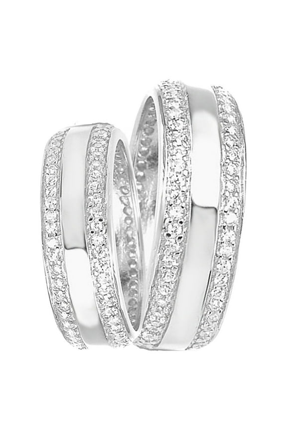 . Matching His and Hers Sterling Silver Wedding Bands Set, 6mm, Includes Gift Box