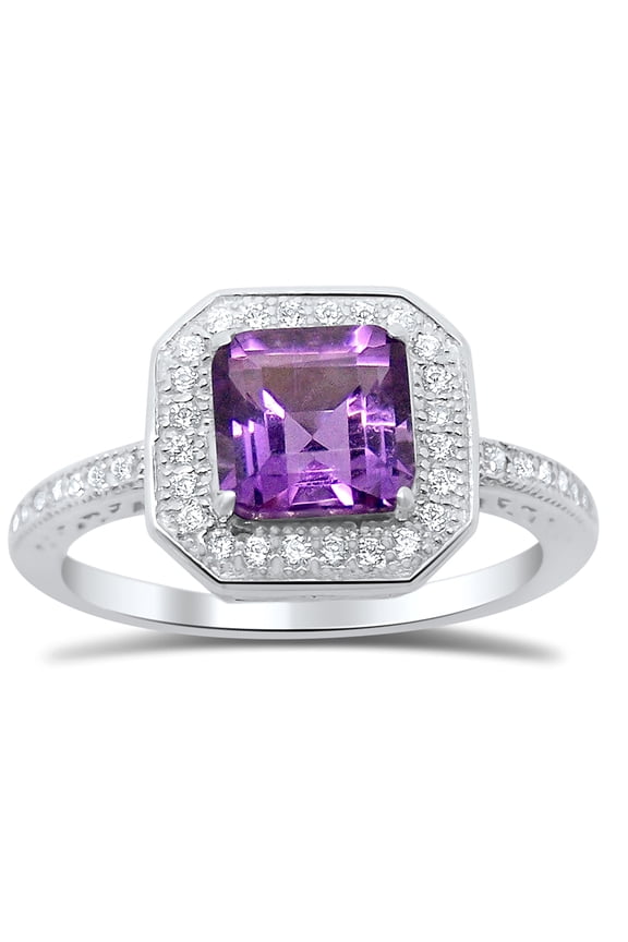 LaRaso Co Real Amethyst Princess Cut Engagement Ring Size 9