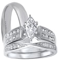 thumbnail image 1 of LaRaso & Co Silver His Hers Wedding Ring Set TRIO Matching Rings for Him Her Sizes 10/8, 1 of 6