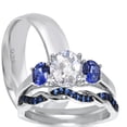 thumbnail image 1 of LaRaso & Co Silver His Hers Wedding Ring Set TRIO Matching Rings for Him Her Sizes 5/14, 1 of 6