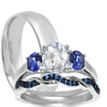 thumbnail image 1 of LaRaso & Co Silver His Hers Wedding Ring Set TRIO Matching Rings for Him Her Sizes 7/11, 1 of 6