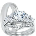 thumbnail image 1 of LaRaso & Co Silver His Hers Wedding Ring Set TRIO Matching Rings for Him Her Sizes 8/13, 1 of 6