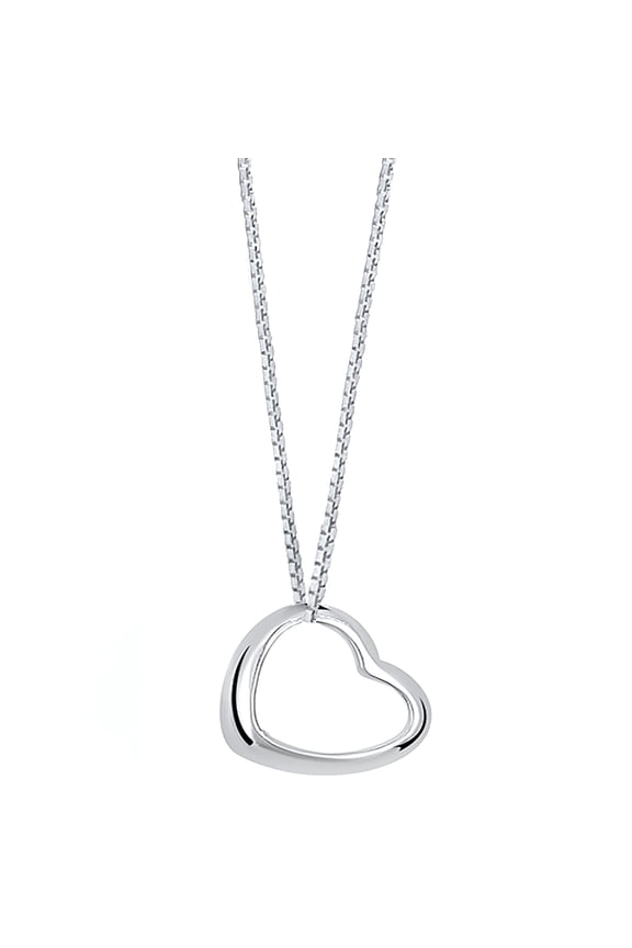 Sterling Silver Floating Heart Pendant Necklace Jewelry Gifts for Mom Mothers Day (24 Inch)