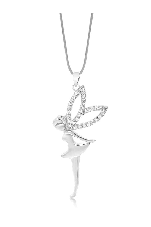 Sterling Silver Large Fairy Pendant Necklace for Women