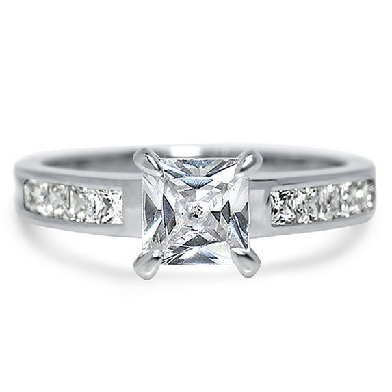 LaRaso & Co Sterling Silver Princess Cut CZ Engagement Ring for Women Size 11