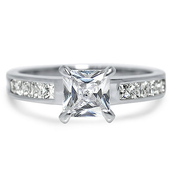 LaRaso & Co Sterling Silver Princess Cut CZ Engagement Ring for Women Size 6