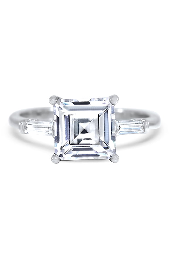 Sterling Silver Princess Cut CZ Engagement Ring for Women Size 6