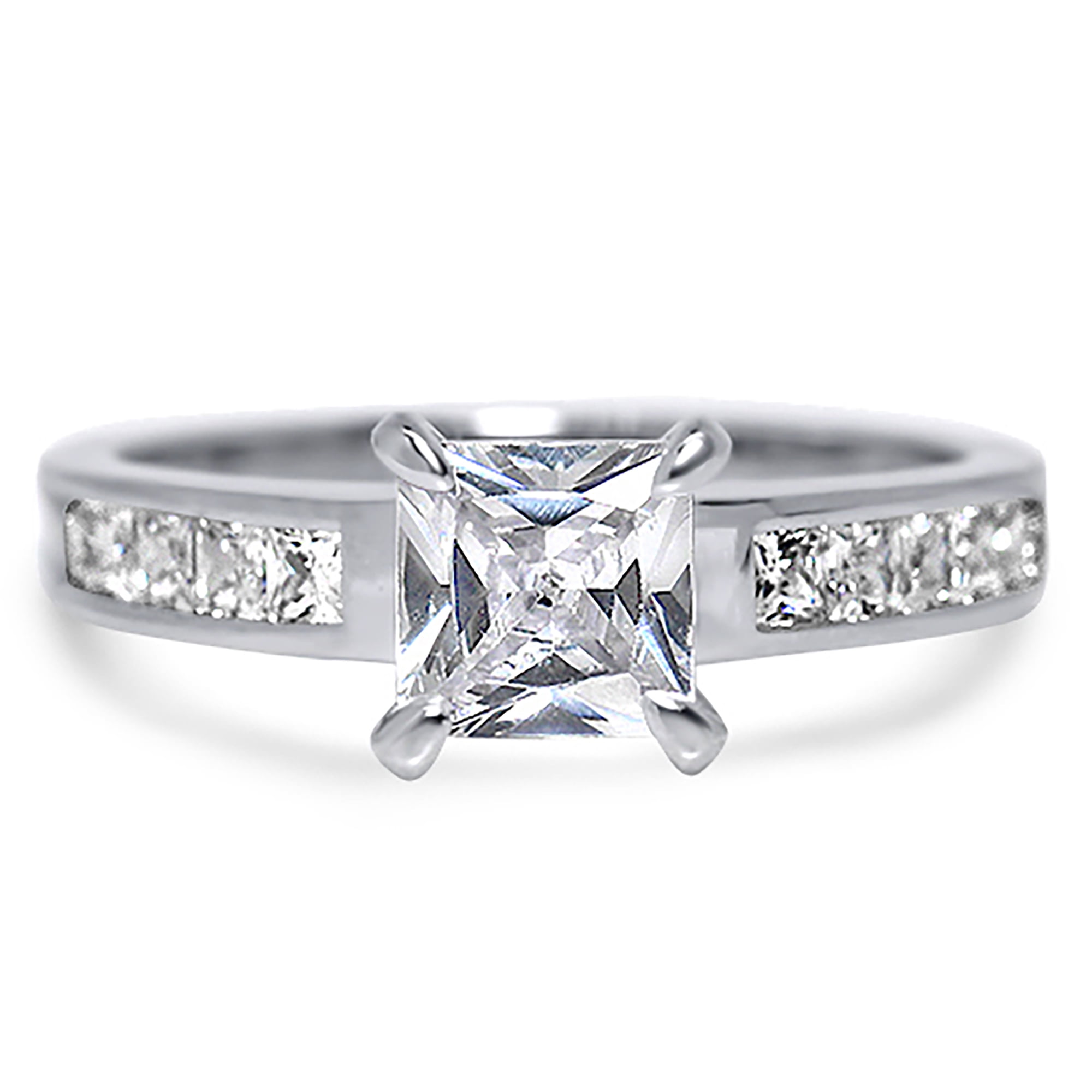 LaRaso & Co Sterling Silver Princess Cut CZ Engagement Ring for Women Size 7