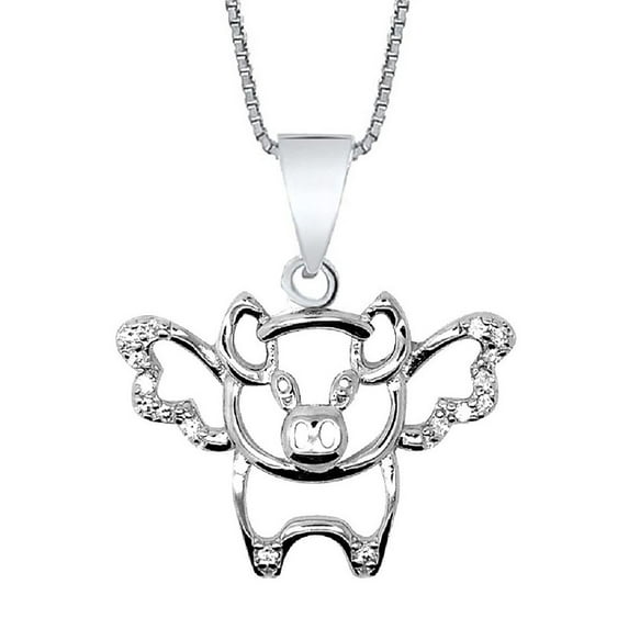 LaRaso & Co Sterling Silver When Pigs Fly Pendant Necklace Jewelry Gifts for Mom Mothers Day Mom (18 Inch)