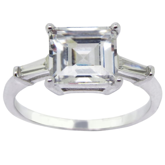 LaRaso Co Vintage Aascher Princess Cut CZ Sterling Silver Engagement Ring Size 8
