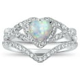 thumbnail image 1 of LaRaso & Co Vintage Sterling Silver 1 Carat White Opal Heart Wedding Engagement Ring Set for Women Size 7, 1 of 5