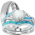 thumbnail image 1 of LaRaso & Co Wedding Ring Set His Hers Sterling Silver Opal CZ Engagement TRIO Set Him Her 8/10, 1 of 7