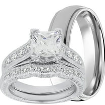 LaRaso & Co Wedding Ring Sets His and Hers Couples Women Men Sterling Silver Wedding Bands 5/9