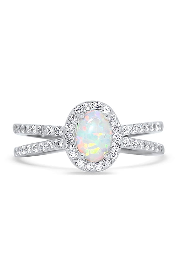 White Opal Promise Engagement Ring Size 5