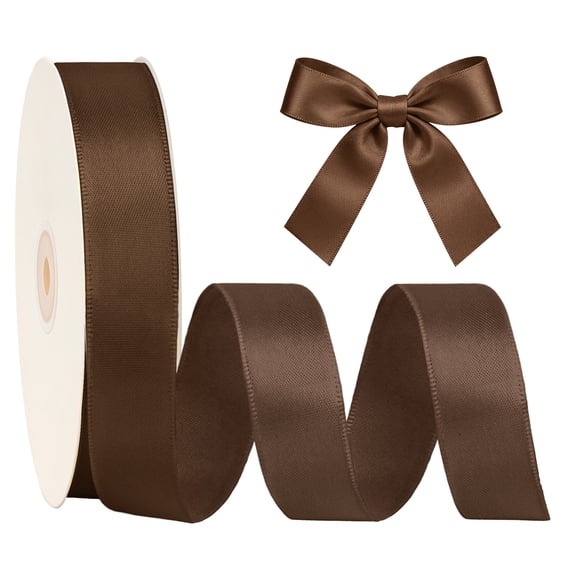 LaRibbons 1 1/2" Brown Single Face Satin Ribbon, 50 Yard
