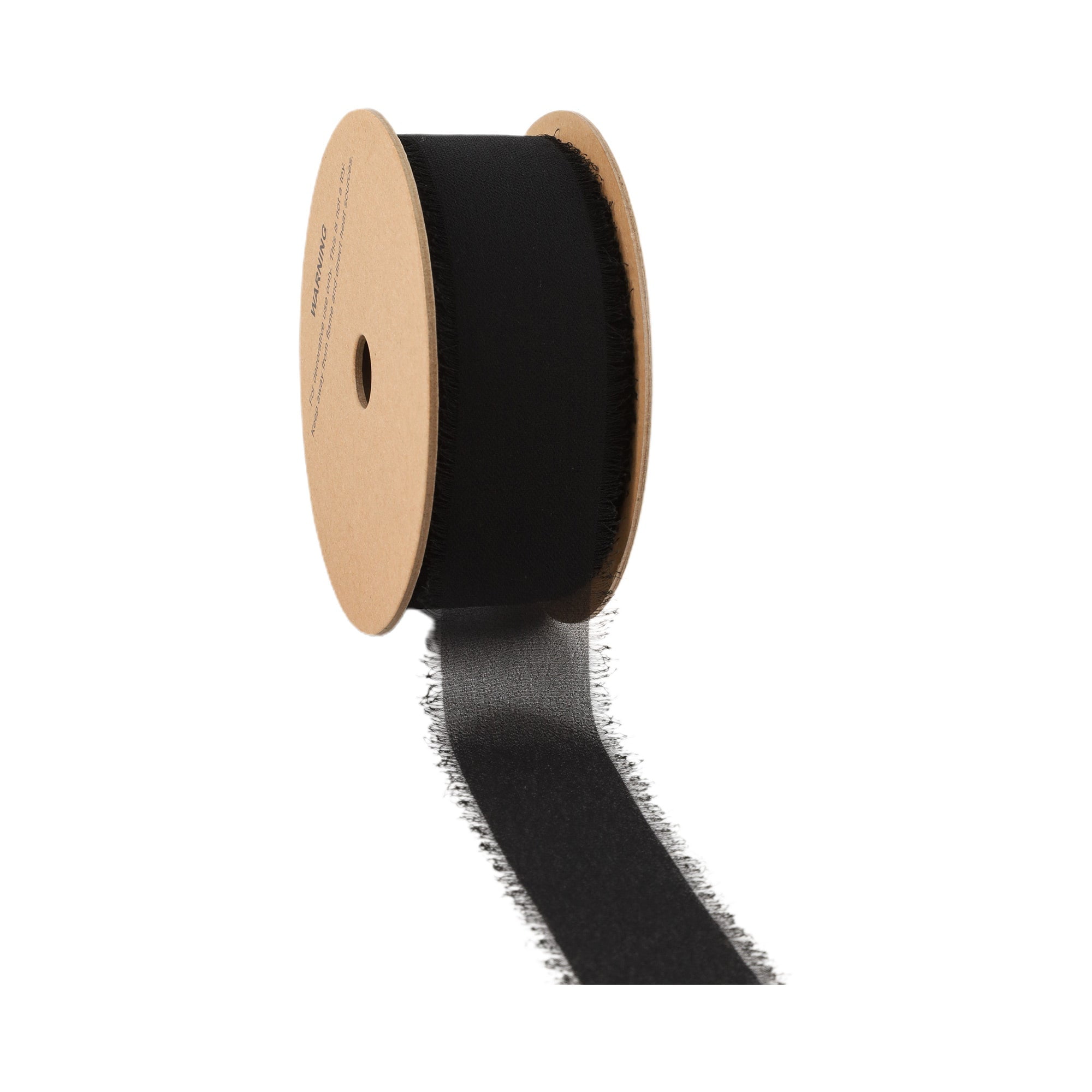 LaRibbons 1 1/2" Frayed Edge Chiffon Ribbon, Black, 10 Yard Roll
