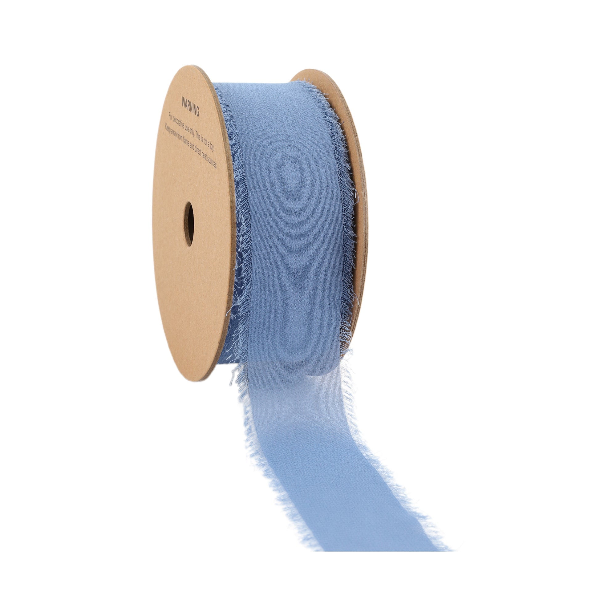 LaRibbons 1 1/2" Frayed Edge Chiffon Ribbon, Blue, 10 Yard Roll