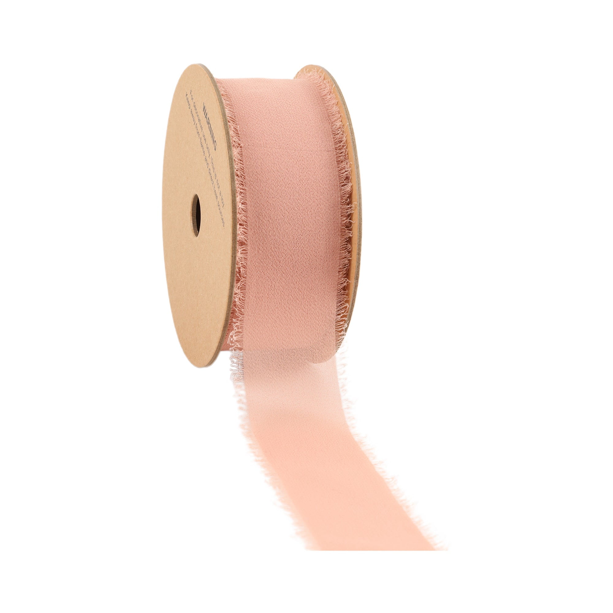 LaRibbons 1 1/2" Frayed Edge Chiffon Ribbon, Blush, 10 Yard Roll