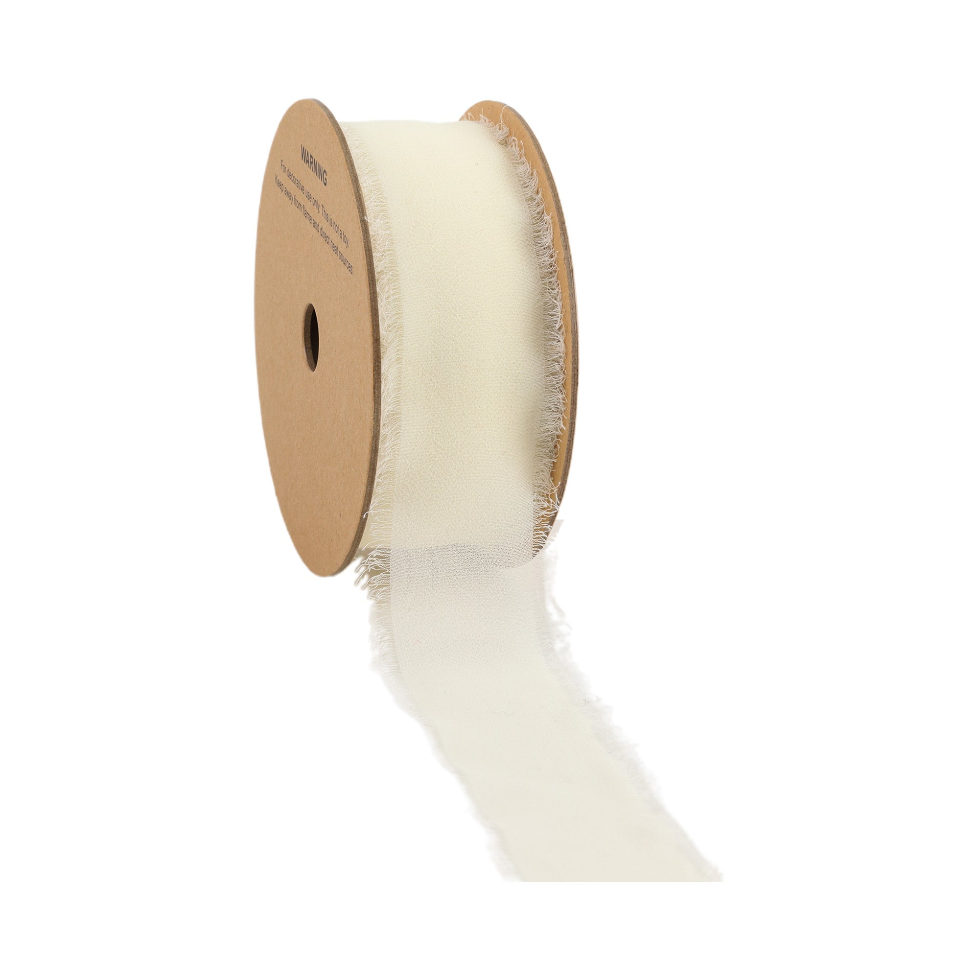 LaRibbons 1 1/2" Frayed Edge Chiffon Ribbon, Cream, 10 Yard Roll
