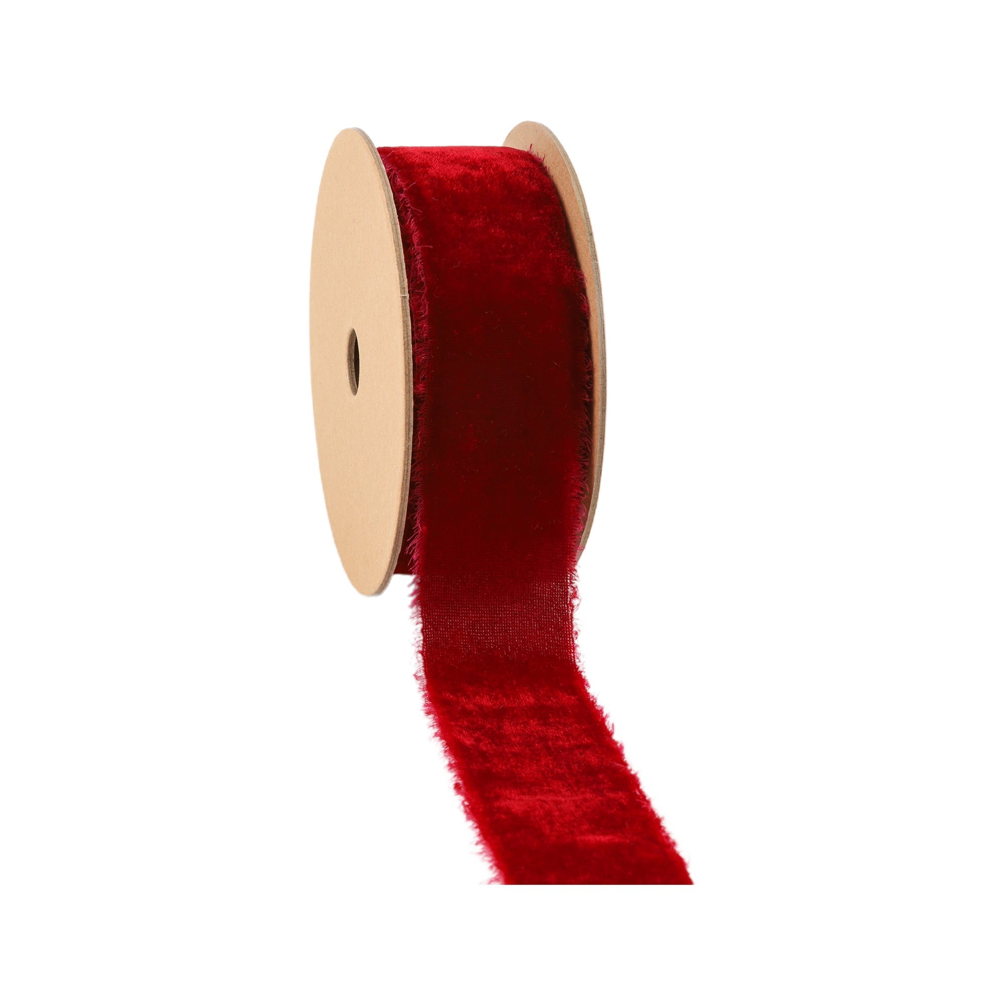 LaRibbons 1 1/2" Frayed Edge Velvet Ribbon, Bordeaux, 5 Yard Roll