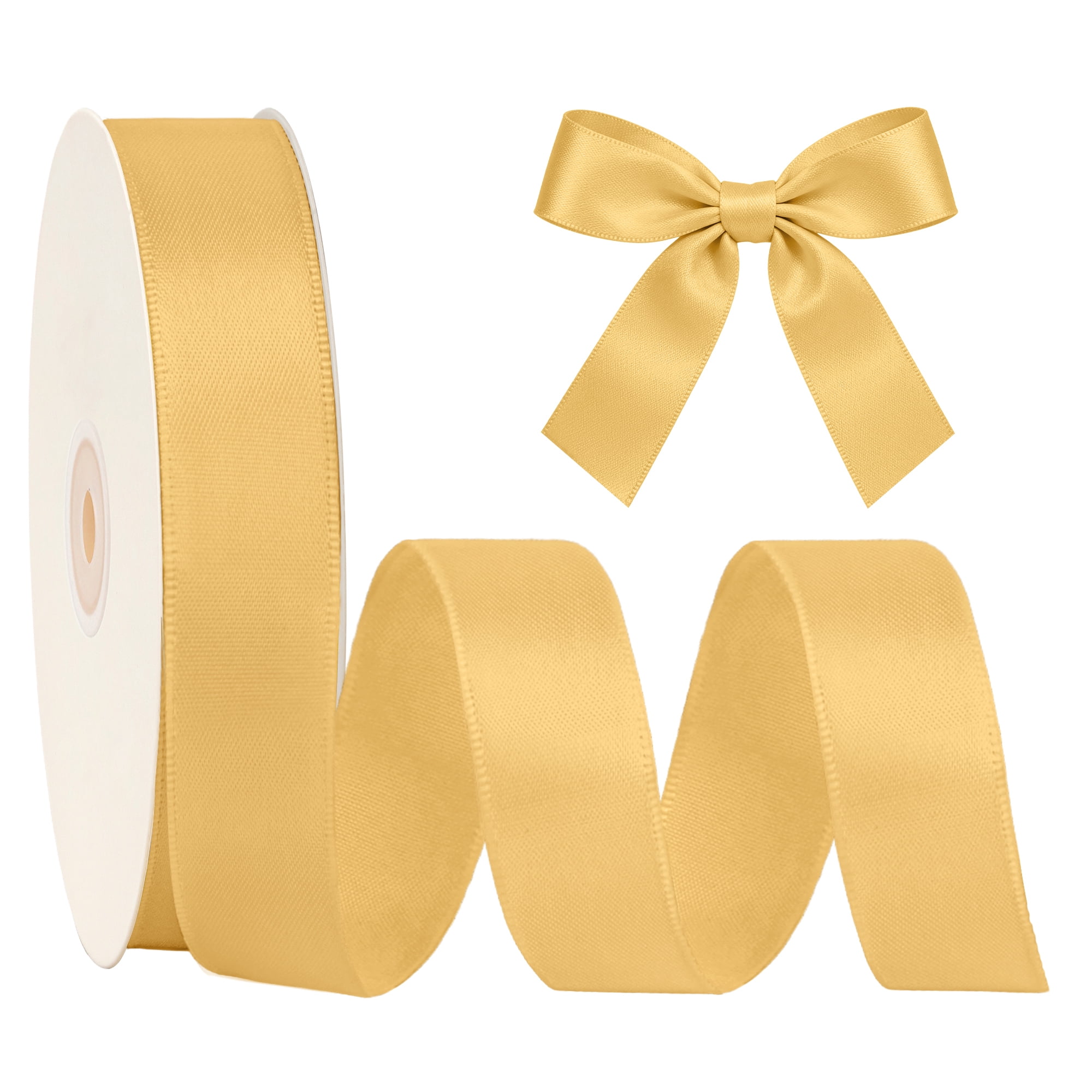 LaRibbons 1 1/2" Gold Single Face Satin Ribbon, 50 Yard
