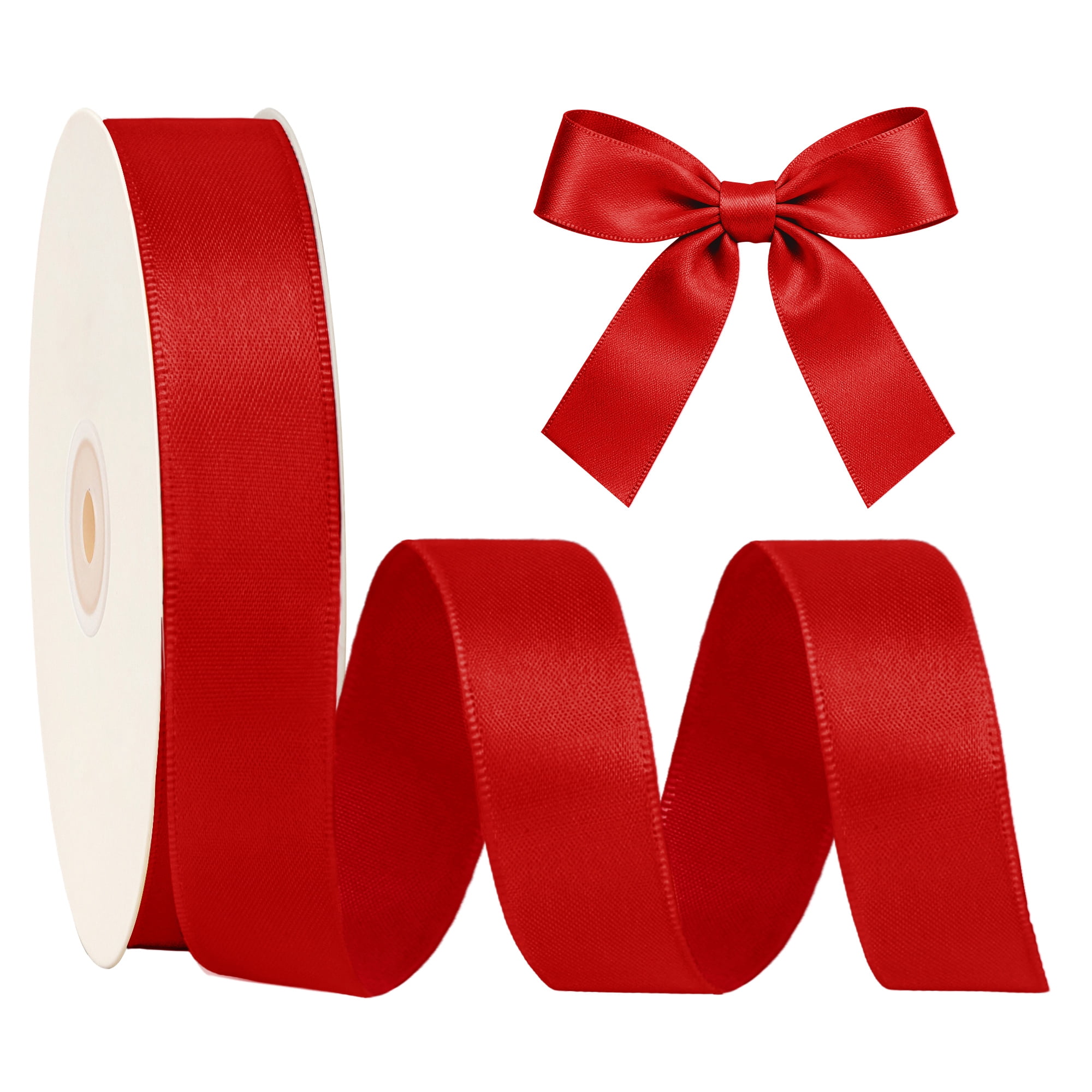 LaRibbons 1 1/2" Red Double Face Satin Ribbon, 50 Yards