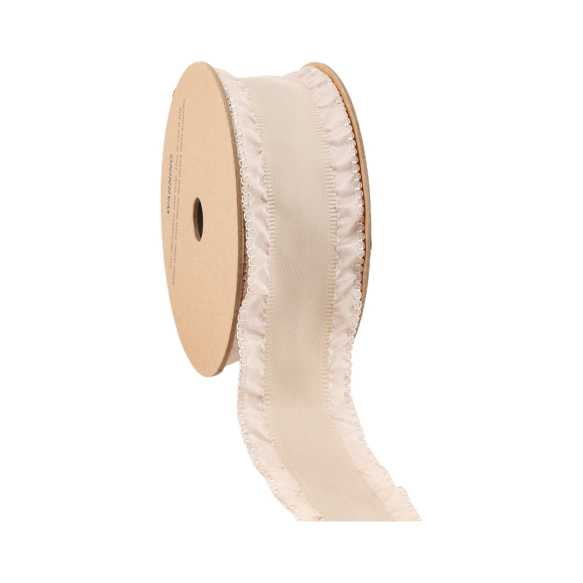 LaRibbons 1 1/2" Ruffle Ribbon, Darker Cream, 20 Yard Roll
