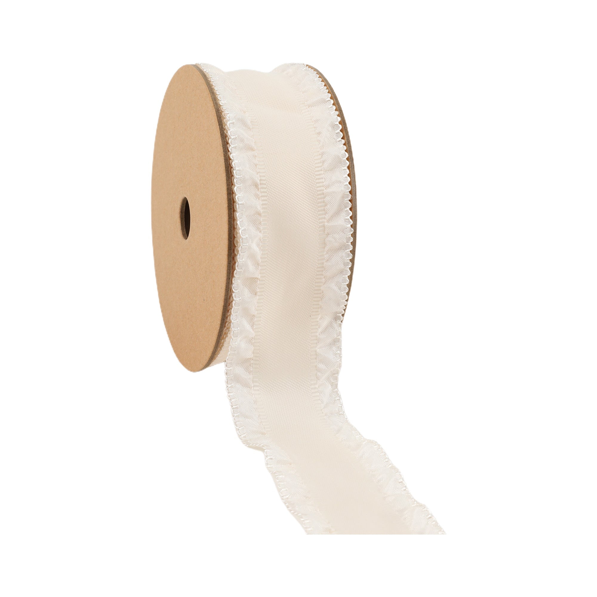 LaRibbons 1 1/2" Ruffle Ribbon, Ivory, 20 Yard Roll