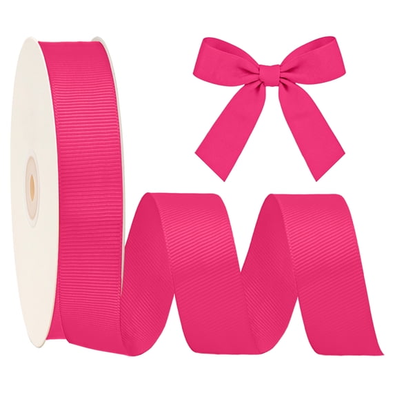 LaRibbons 1 1/2" Textured Grosgrain Ribbon, Shocking Pink, 50 Yard Roll