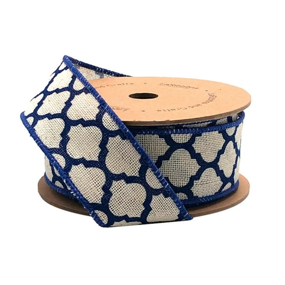 LaRibbons 1 1/2" Wired Ribbon | Lattice Natural | 10 Yard Roll