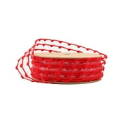 LaRibbons 1 1/2" Wired Ribbon, Red Four Row Pom Pom, 10 Yard Roll