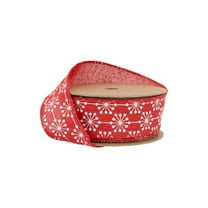 LaRibbons 1 1/2" Wired Ribbon, Red Starburst, 10 Yard Roll